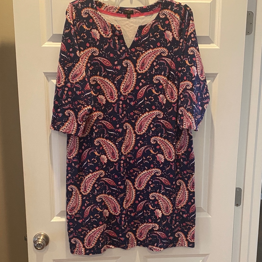Talbots Plus Size Dress with Pink and Blue Paisley